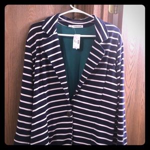Soft stretchy cotton navy blazer from Maurice’s.